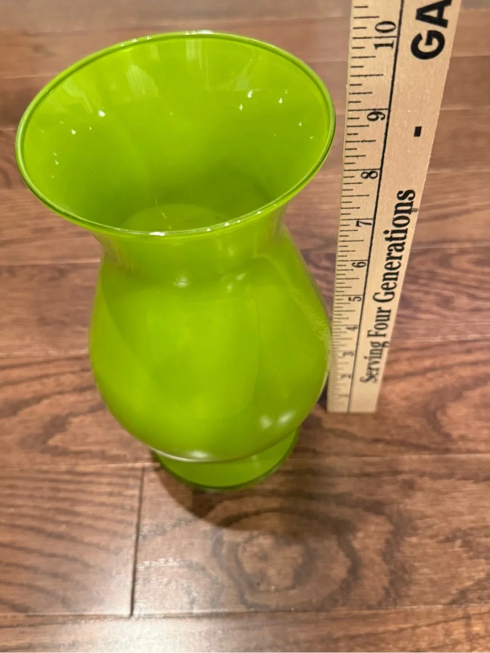 Vibrant Green Curved Glass Vase 9”-